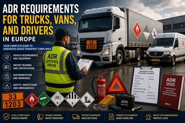 Requisitos ADR para camión y conductor de mercancías peligrosas en Europa con equipamiento de seguridad para el transporte